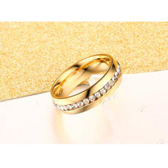 Crystal Stainless Steel Wedding Ring for Women