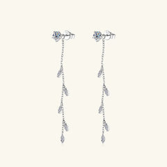 1.38 Carat Moissanite 925 Sterling Silver Leaf Earrings for Women
