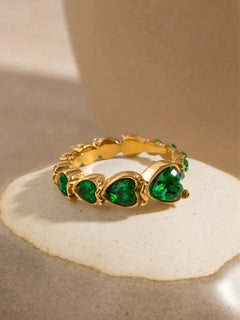 Women's Stainless Steel Heart Rhinestone Ring