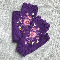 Autumn and Winter Embroidered Women's Warm Gloves