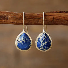 Women's Copper Natural Stone Teardrop Shape Earrings