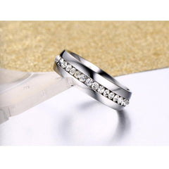 Crystal Stainless Steel Wedding Ring for Women