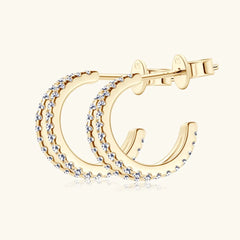 Women's Moissanite 925 Sterling Silver C-Hoop Earrings