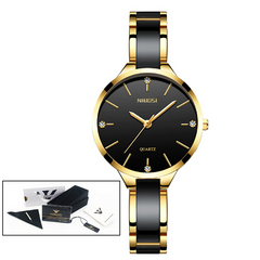 NIBOSI Luxury Creative Quartz Ceramic Bracelet Women's Watch