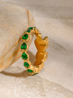 Women's Stainless Steel Heart Rhinestone Ring