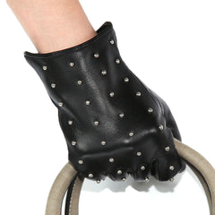 Rivets Genuine Leather Sheepskin Women's Gloves