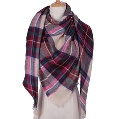 Winter Triangle Shape Plaid Cashmere Scarf for Women