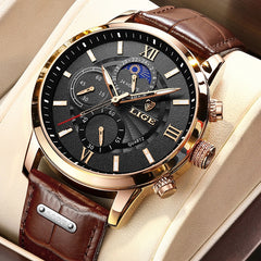 Luxury Men Leather Quartz Wristwatch