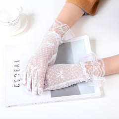 Summer Ladies Wedding Bridal and Prom Bow Lace Mesh Gloves