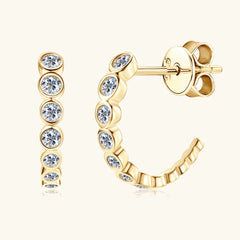 Women's Inlaid Moissanite 925 Sterling Silver C-Hoop Earrings