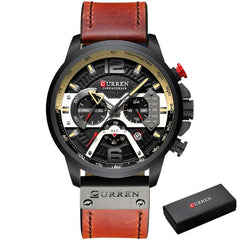 Military Leather Chronograph Wristwatch for Men