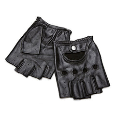 Men's Winter Half Finger Sheepskin Leather Gloves