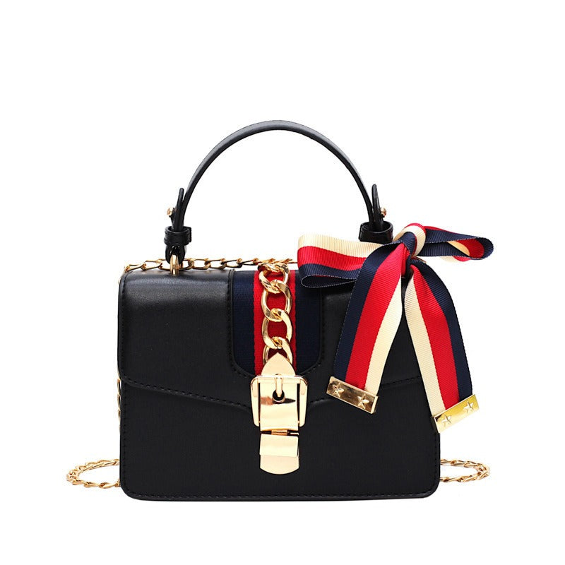Trendy Fashionable Shoulder Crossbody handbag with Bright Colored Ribbon
