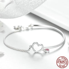 S925 Pure Sterling Silver Heart Design Women's Bracelet