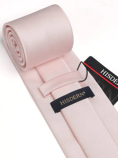 HISDERN Men's Solid Color Satin Silk Formal Necktie with Pocket Square Set