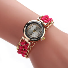Women's Woven Retractable Rope Small Dial Quartz Watch with Diamond Inlay
