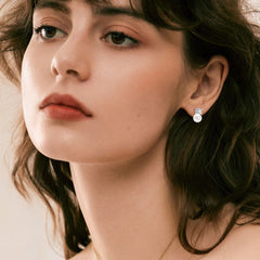 Fashionable Freshwater Pearl S925 Pure Silver Zircon Round Strong Light Bulb Earrings