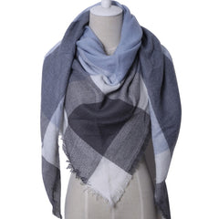 Winter Triangle Shape Plaid Cashmere Scarf for Women