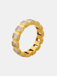 Elegant Titanium Steel Inlaid Zircon Ring for Women
