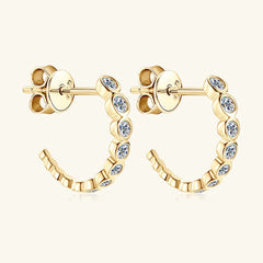 Women's Inlaid Moissanite 925 Sterling Silver C-Hoop Earrings