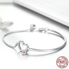 S925 Pure Sterling Silver Heart Design Women's Bracelet
