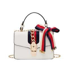 Trendy Fashionable Shoulder Crossbody handbag with Bright Colored Ribbon