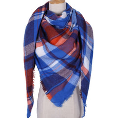 Winter Triangle Shape Plaid Cashmere Scarf for Women