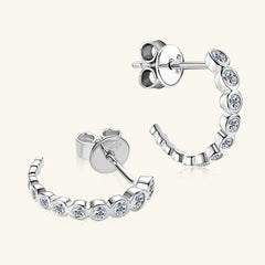 Women's Inlaid Moissanite 925 Sterling Silver C-Hoop Earrings