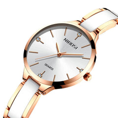 NIBOSI Luxury Creative Quartz Ceramic Bracelet Women's Watch