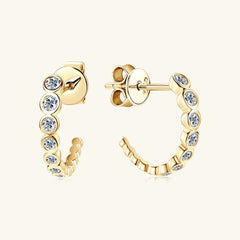 Women's Inlaid Moissanite 925 Sterling Silver C-Hoop Earrings