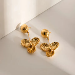 Stainless Steel Flower Dangle Earrings for Her