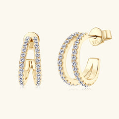 Women's Moissanite 925 Sterling Silver C-Hoop Earrings
