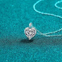 2 Carat Moissanite 925 Sterling Silver Heart Shape Pendant Necklace
