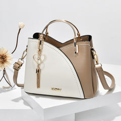 Women's Trendy Color Block Large Capacity Shoulder Crossbody Bucket Bag