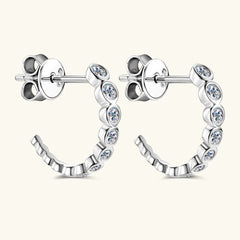 Women's Inlaid Moissanite 925 Sterling Silver C-Hoop Earrings