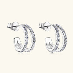 Women's Moissanite 925 Sterling Silver C-Hoop Earrings