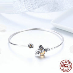 Pure S925 Sterling Silver Bee Design Women's Bracelet