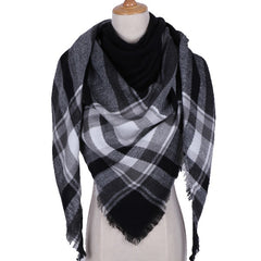 Winter Triangle Shape Plaid Cashmere Scarf for Women