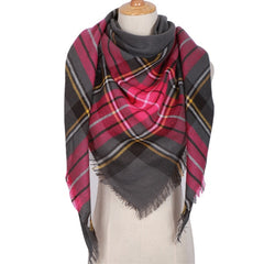 Winter Triangle Shape Plaid Cashmere Scarf for Women