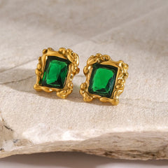 Gorgeous Women's Stainless Steel Zircon Geometric Earrings