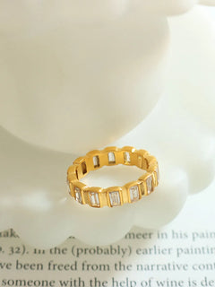 Elegant Titanium Steel Inlaid Zircon Ring for Women
