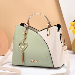 Women's Trendy Color Block Large Capacity Shoulder Crossbody Bucket Bag