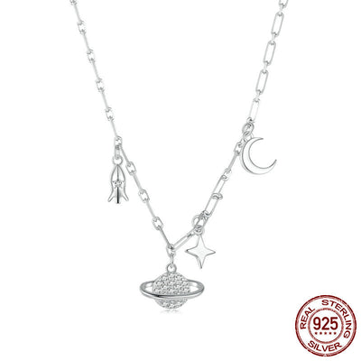 Elegant 925 Sterling Silver Starry Sky Necklace for Women