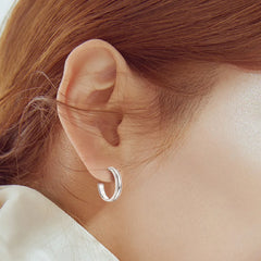 Luxury Women's 925 Sterling Silver Inlaid Moissanite C-Hoop Earrings