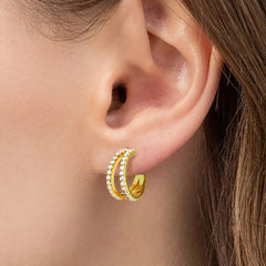 Women's Moissanite 925 Sterling Silver C-Hoop Earrings