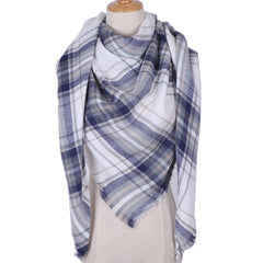 Winter Triangle Shape Plaid Cashmere Scarf for Women
