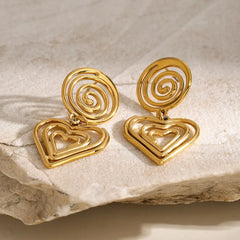 Sophisticated Dangle Stainless Steel Heart Earrings