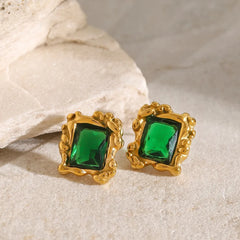 Gorgeous Women's Stainless Steel Zircon Geometric Earrings