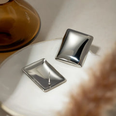 Women's Stainless Steel Rectangular Stud Earrings