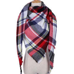 Winter Triangle Shape Plaid Cashmere Scarf for Women